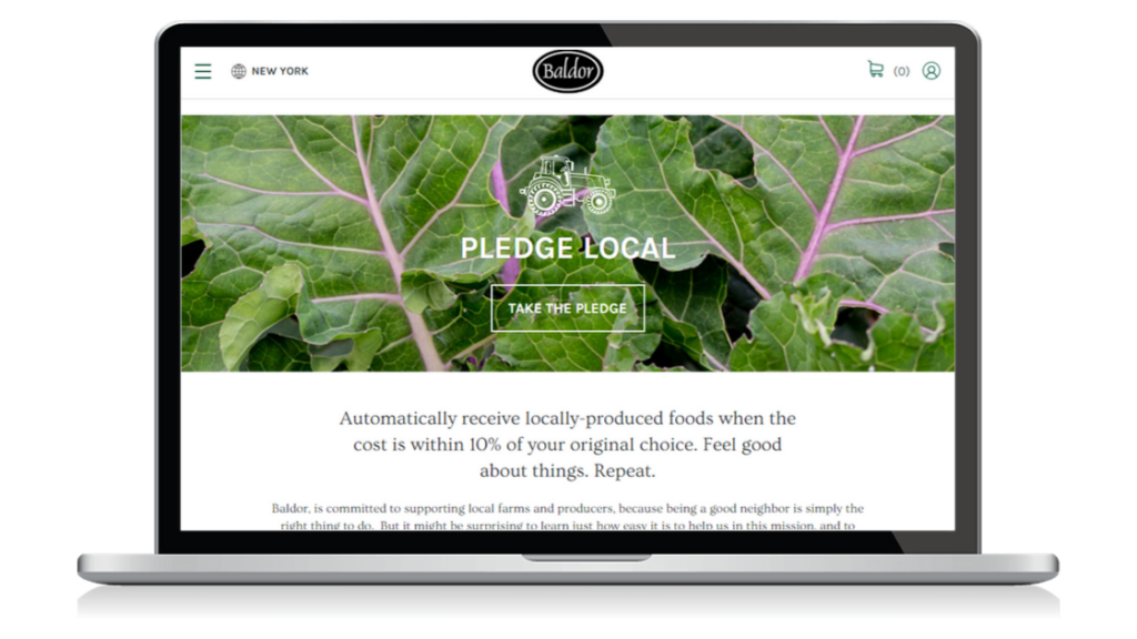 Baldor Specialty Foods 'Pledge Local' website page