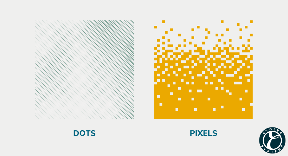 Visual representation between DPI & PPI resolutions using dots