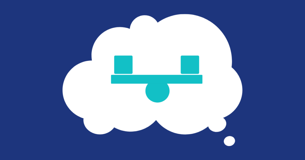 thought cloud with teeter totter icon