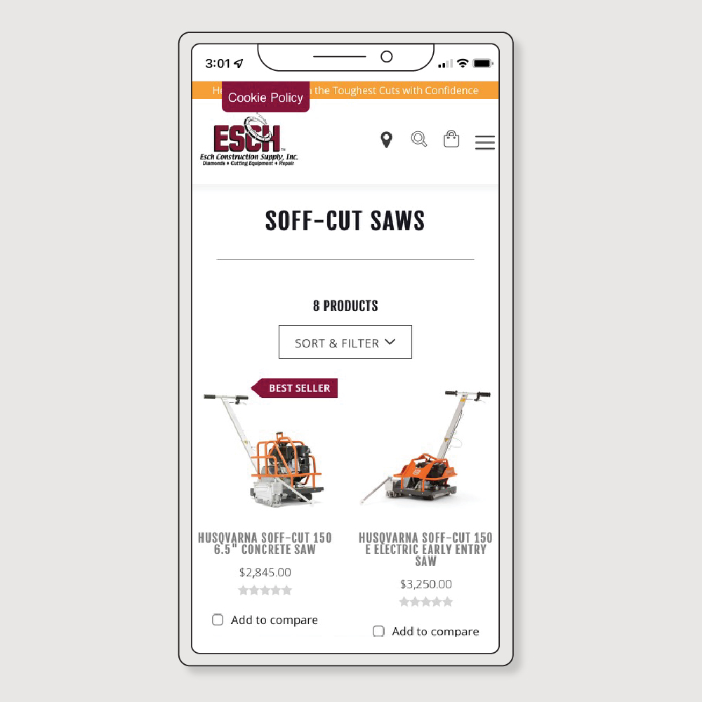 Esch Supply Mobile Website View 3