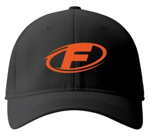 A black oval accented with orange, with an orange F in the center an the text "Frattalone construction" under it